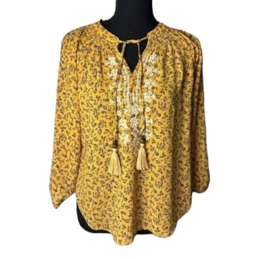 Mason & Belle Women’s Yellow Floral Blouse, Size XS